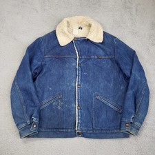 Giacca vintage Wrangler Wrange uomo grande blu denim sherpa fodera pile anni 70