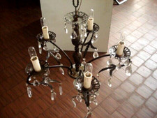 Lampadario da Soffitto Vintage 5 Bracci bronzo e cristallo