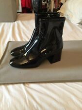 BERSHKA STIVALETTI NERI PATENT VERNICE ZIP LATERALE ORIGINALI NUOVI 39 EU 6 UK