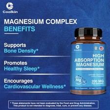 Magnesio ad alto assorbimento - allevia i crampi alle gambe, antistress, supporto al sonno