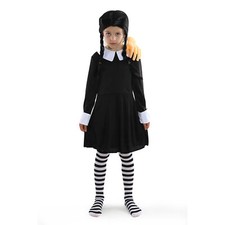  COSTUME MERCOLEDÌ BAMBINA ADDAMS FAMIGLIA OUTFIT HALLOWEEN BAMBINO VESTITO FANTASIA