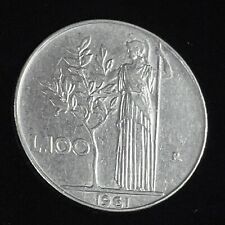 Moneta Italia 100 Lire 1961 L100 Tipo Grande Dea Minerva Acciaio Inox KM96.1