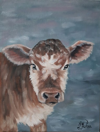 Dipinto olio originale - , mucca