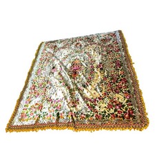 Coperta matrimonio italiana velluto floreale ciniglia cherubino putti frangia rococò