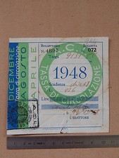 BOLLO ACI TASSA DI CIRCOLAZIONE MOTO vintage EPOCA 1948