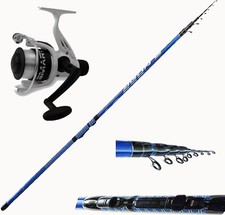 canna agon bolognese in carbonio metri 7 con mulinello pesca carpa spigola mare