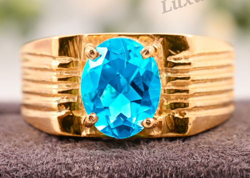 Anello uomo topazio blu