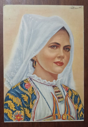 Cartolina costumi sardi - costumi,