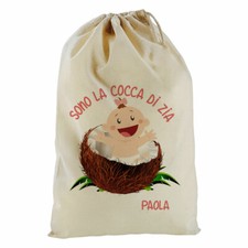 Sacchetto nascita primo cambio per neonata personalizzato con nome sono la co...