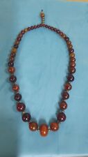 ANTICA COLLANA AMBRA ORIGINALE FILO RAME E BORCHIETTE L.90 COLLANA VINTAGE DONNA