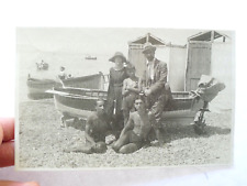 ANTICA FOTO VECCHIA CARTOLINA  GENOVA BAGNI VITA IN SPIAGGIA 1922 BARCA