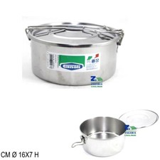 SCATOLA PORTAPRANZO PORTAVIVANDE DIAM. CM 16X7 H IN ACCIAIO INOX GNALI BACICIO