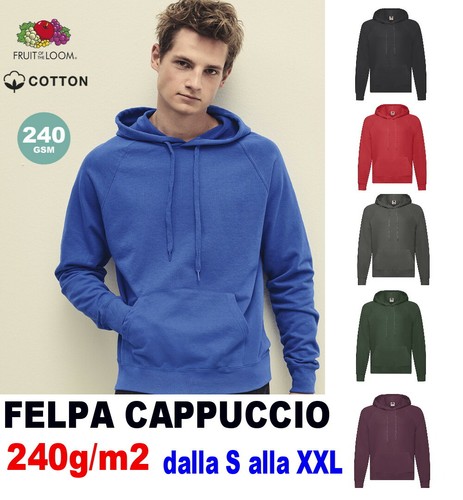 Felpa cappuccio fruit loom - felpa,