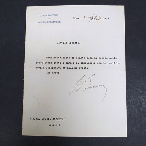 Lettera con autografo del