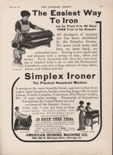 1913 SIMPLEX IRONER LAUNDRY CLOTHING ROLLER MACHINE MECHANICAL APPLIANCE19248