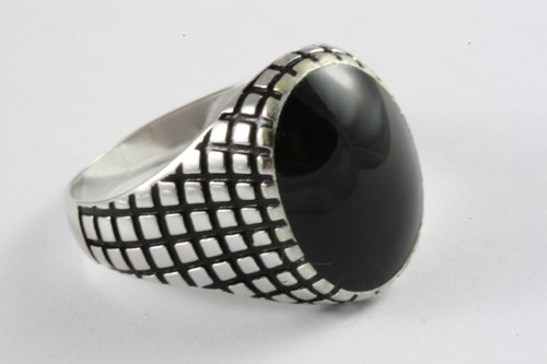 Anello uomo nero pietra - uomo, con