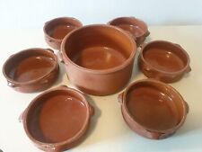 Set 7 Pezzi in terracotta: Zuppiera cm 22 + 6 Ciotole diam 16 cm Con Manici 