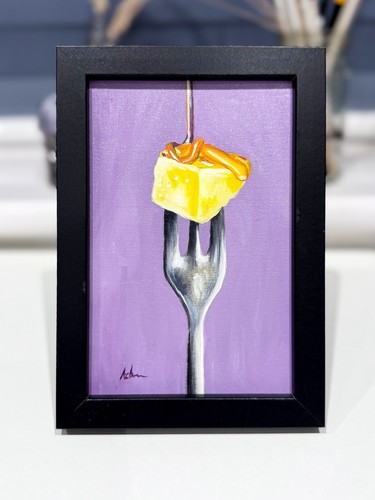 Dipinto olio morso formaggio