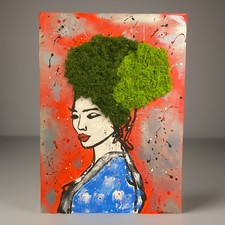 Quadro Astratto Moderno Dipinto a mano  50x70 Con Muschio Stabilizzato