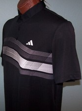 ADIDAS GOLF Uomo Core s/s Umidità WICKING TORACICA Striscia POLO Tg L NERO MULTI