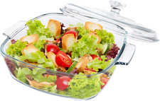 Pirofila in Vetro Con Coperchio, 1,5 L, Rettangolare in Vetro Con Coperchio E Ma