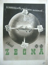 PUBBLICITA grande 32X24 1936 TESSUTI ZEGNA REGISTRATORE RIV MAPPAMONDO grafica