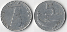 Italia 5 lire, 1955