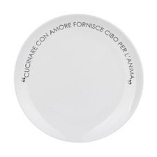 Piatto piano bianco con scritta 27 cm in stoneware bianco