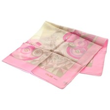 RARA sciarpa di seta con logo CELINE rosa/bianco donna autentica dal Giappone