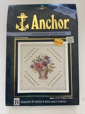 Kit bouquet floreale Anchor Hardanger Made punto croce facile da contare #28117 NUOVO