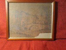 Disegno Antico.Disegno dell'800, casolare; strappo in basso a destra; cm 30x25