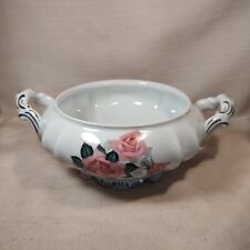 Servizio piatti vintage Hertel Jacob Baviera Germania 2 manici rosa rosa bordo platino