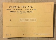 CARTOLINA PUBBLICITARIA_NAPOLI_FABBRICA DI BAMBOLE_BORSE_FAUSTO PETITTO_RARA_OTT