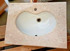 Lavabo bianco con base in marmo rosa cm. 71x50 Nova 