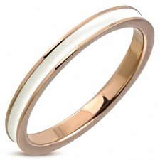 2.5mm Anello Di Matrimonio Smaltata Bianco 2 Toni IN Acciaio Inossidabile Colori