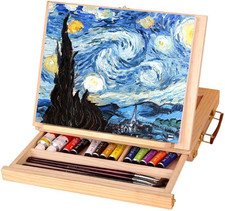 Cavalletto Da Tavolo per Pittura, Cavalletto Da Tavolo Con Cassetto E Tavolozza,