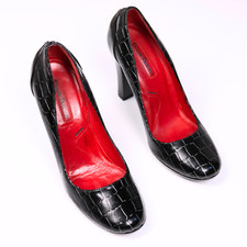 Mocassino Cesare Paciotti nero in pelle con tacco a blocco decolte taglia EU 36 / US 6