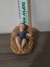 BAMBINELLO IN CULLA ANTICA STATUINA DA PRESEPE IN  TERRACOTTA SERIE CM 10