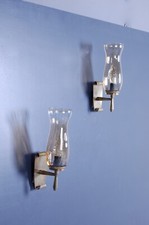 Coppia applique ottone e vetro
