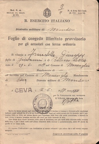 Monesiglio cuneo foglio - cuneo, di