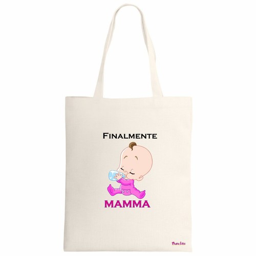 Borsa ecru 34x39 scritta - ecru,
