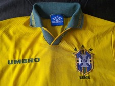 MAGLIA SHIRT VINTAGE FOOTBALL UMBRO BRASIL HOME SIZE L. BRASILE CALCIO. LARGE 