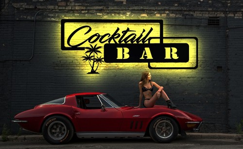 Targa bar insegna led cocktail