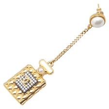 Orecchini Chanel Coco Mark motivo bottiglia profumo strass, placcati oro con finto