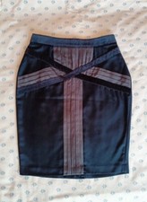 Gonna tubino nera e grigia Paul&Joe misto lana dettagli in velluto EU38 IT42 S/M