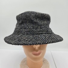 Cappello vintage LL Bean Harris tweed 100% lana scozzese Gore-Tex grigio secchiello XL