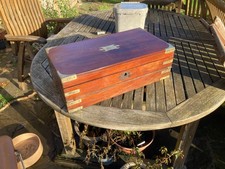 ANTICA CAMPAGNA MOGANO MASSELLO GRANDE SCRITTOIO PENDENZA cassetti segreti chiave originale