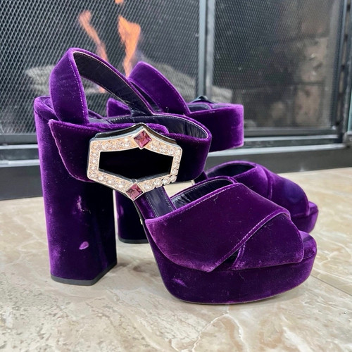 Prada purple velvet rhinestone - velvet,
