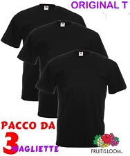Fruit of the Loom T-Shirt Uomo Original T Nero Pacco da 3 magliette sport work