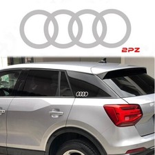 Adesivi Audi logo anelli KIT 2PZ fiancata sport a3 q2 a1 q3 rs s line decal 14CM
